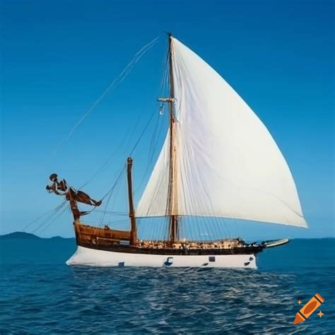 Profile Of A Small Pirate Ship On A Sparkling Sunny Beach On Craiyon