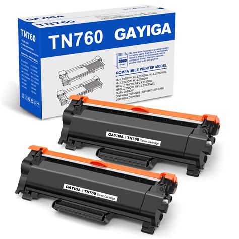 High Yield 2 Pack TN760 Black Toner Cartridge Replacement For Brother