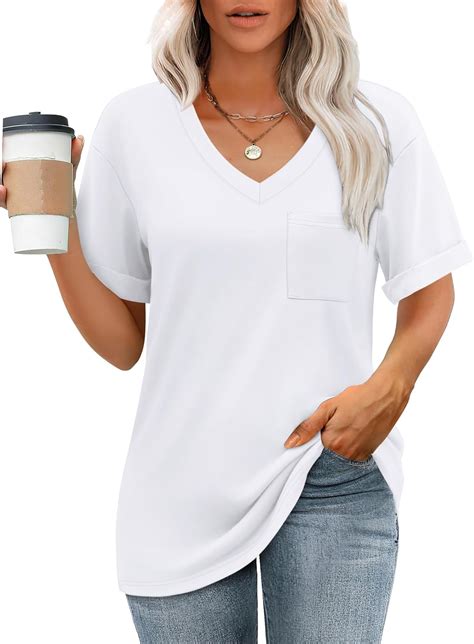 Wiholl Womens T Shirts V Neck Short Sleeve Summer Tops Casual Basic Tees 2025 Trendy At Amazon