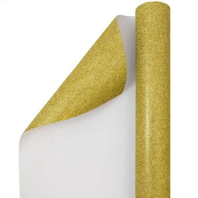 Jam Paper Gold Glitter Gift Wrapping Paper Roll 1 Pack Of 25 Sq Ft