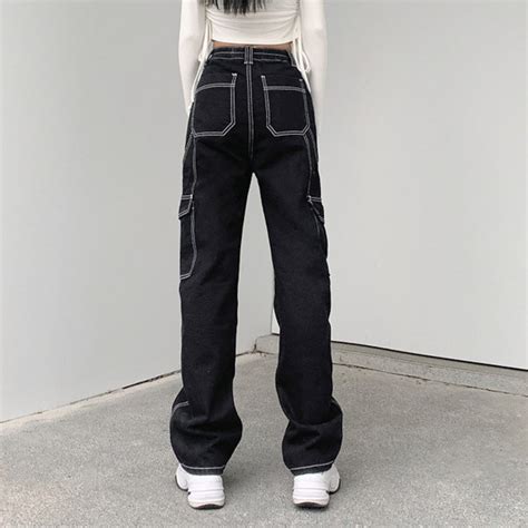 Patchwork Baggy Jeans Fashion Streetwear Loose Cargo Pants Etsy