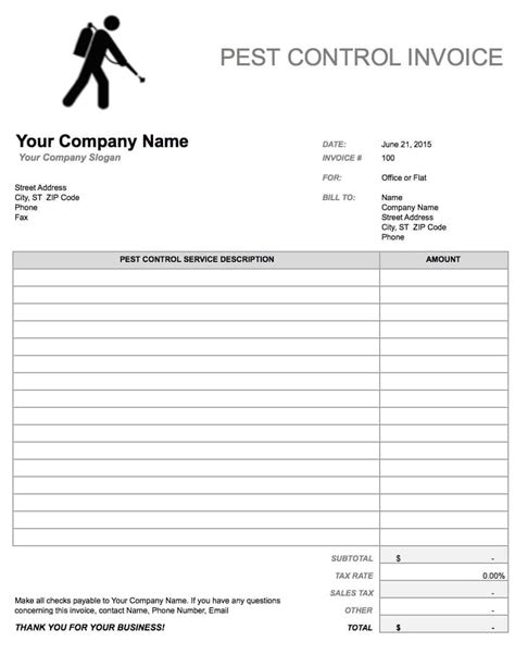 Free Pest Control Invoice Template | Excel | PDF | Word (.doc)