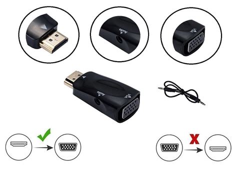 Ripley Convertidor De Hdmi A Vga Con Salida Audio Y Cable Jack