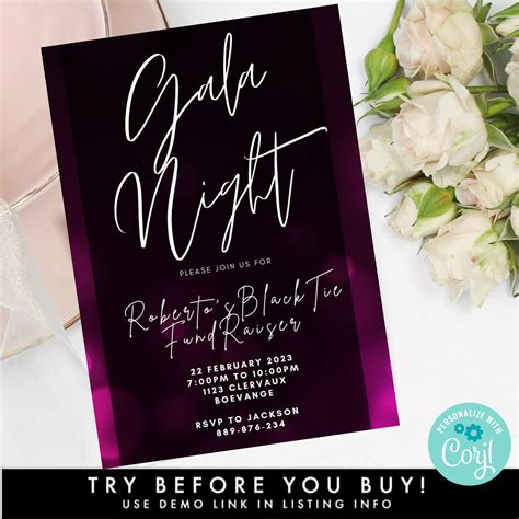 Electronic Gala Night Party Invitation Template Paperless Editable