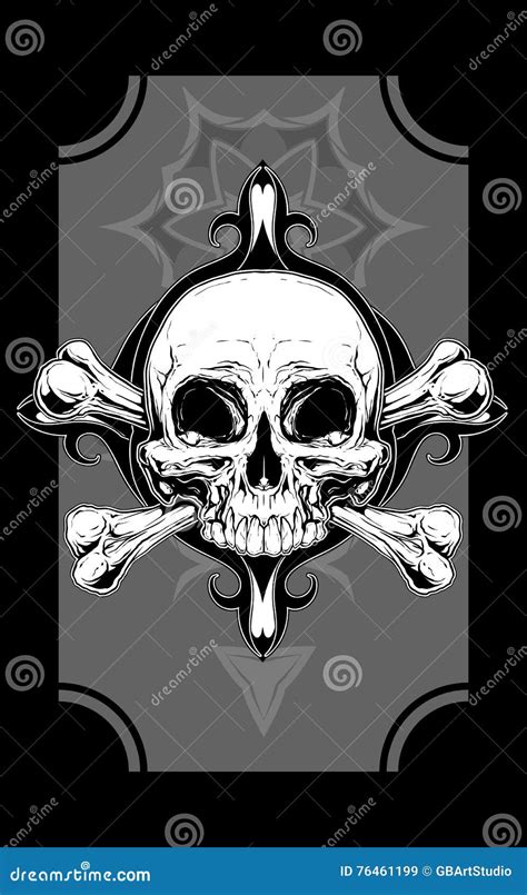 White Human Skull With Two Bones Tattoo Stock Vector Illustration Of