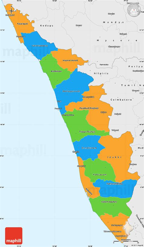 Political Simple Map Of Kerala Single Color Outside Borders And Labels