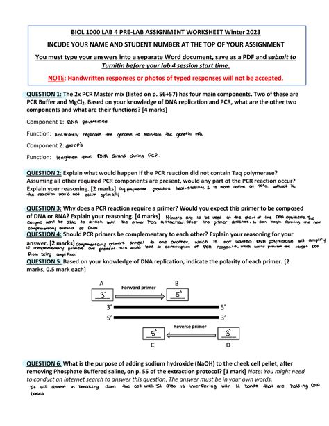 Lab 4 Pre Lab Worksheet W23 Copy Biol 1000 Lab 4 Pre Lab Assignment Worksheet Winter 2023