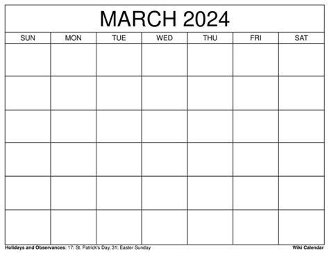 Blank March Calendar Printable Free Templates Alayne Farrand