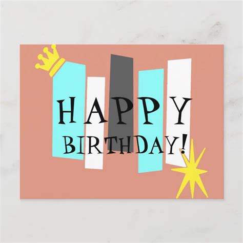 Happy Birthday Retro Atomic Art Panel Postcard Zazzle