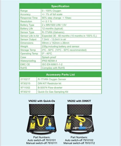 Vn202 Mkii Oxygen Analyzer Accessories Gear