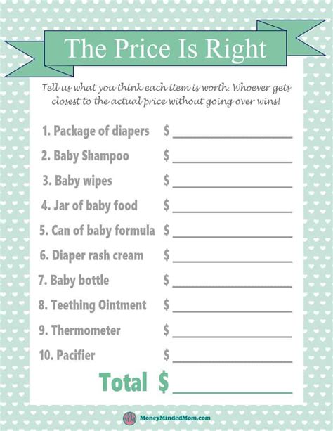 Guess The Price Baby Shower Game Printable Edu Svet Gob Gt