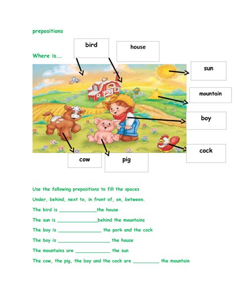 Prepositions Of Place Matching Activity