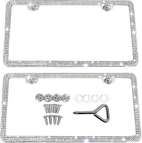 Bling License Plate Frame For Women Pack Sparkly License Plate Frames