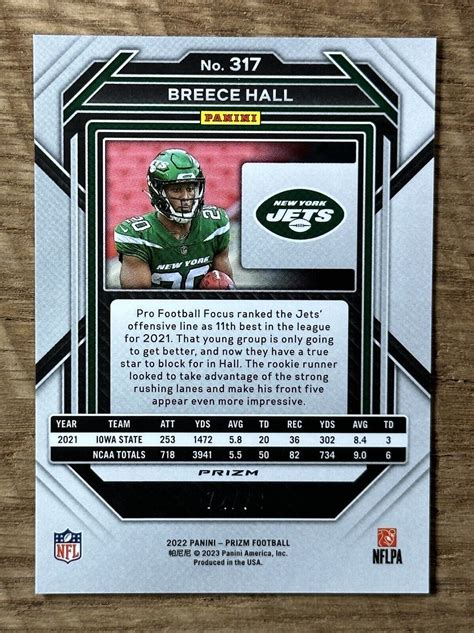 Breece Hall RC 2022 Panini Prizm No Huddle Blue 79 SP Rookie 317