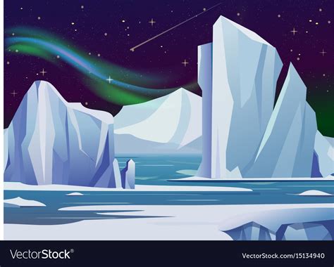 Arctic night landscape with Royalty Free Vector Image