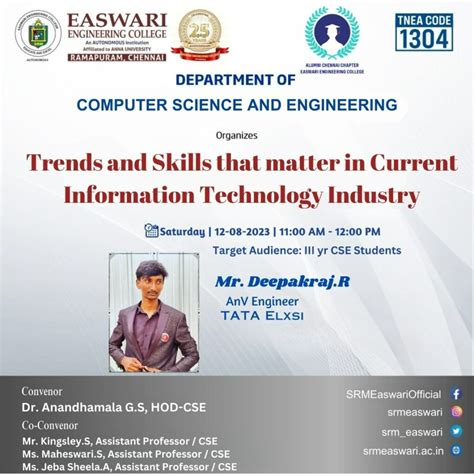 Alumni Talk On Trends And Skills Srm Easwari Engineering College