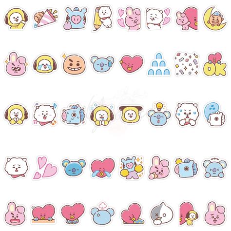 [40 Pcs/Pack] B TS BT21 Stickers Cute Kpop Stickers Jin Suga V J-Hope ...