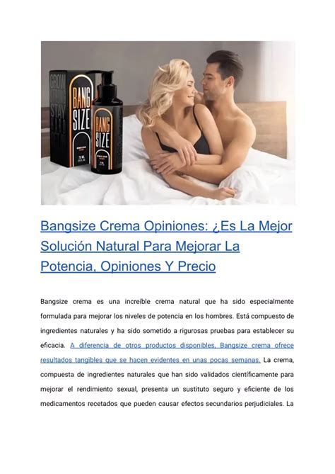 PPT Bangsize Crema Opiniones Es La Mejor Solución Natural Para