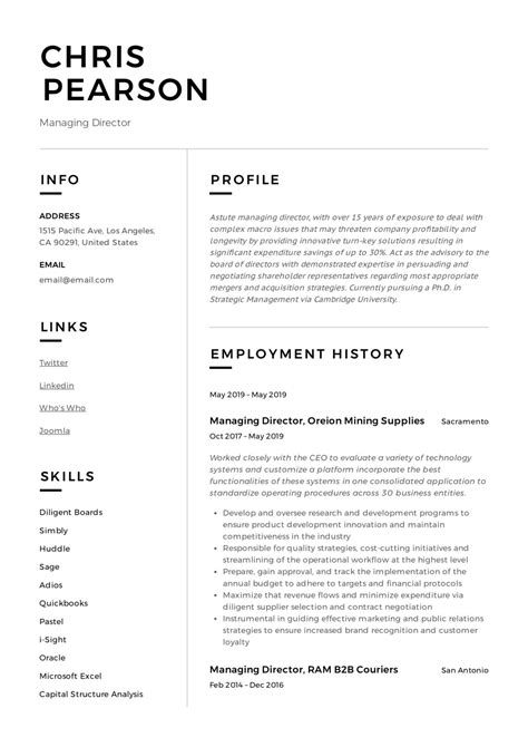 12+ Managing Director Resume Examples (PDF Format) | 2024