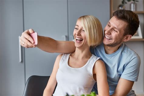 Premium Photo Happy Couple Taking Selfie Together