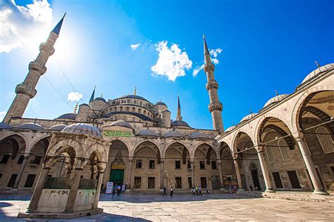 The Blue Mosques Courtyard Home Of Sultan Ahmed In Istanbul Turkey