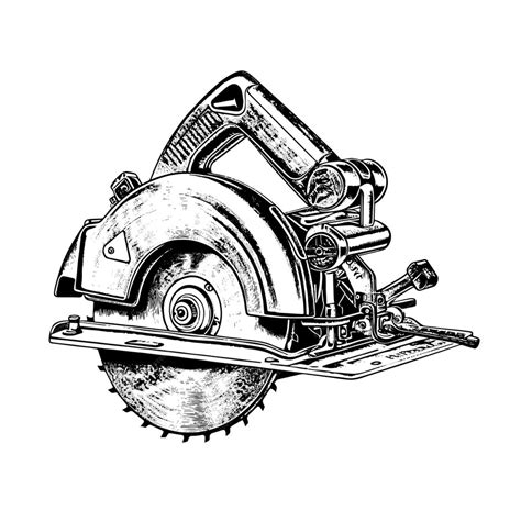 Premium Vector Circular Saw Vector Drawing Isolated Hand Drawn Object Engraved Style Illustration