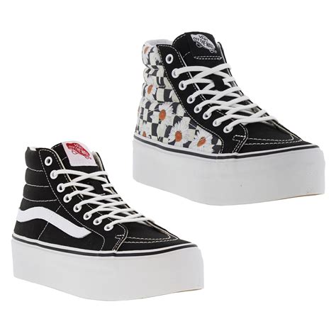 Vans Sk8 Hi Platform Womens Platform Hi Top Trainers Black White Size ...