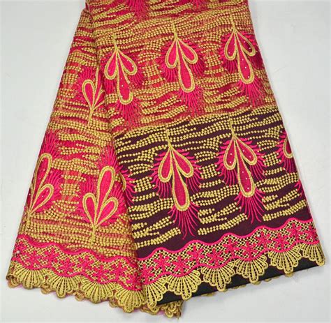 Latest High Quality Nigeria Design Fushia Gold African Tulle Lace