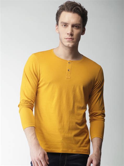 Buy Mast Harbour Men Mustard Yellow Solid T Shirt Tshirts For Men