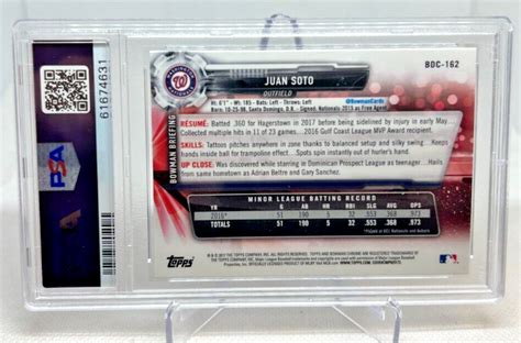 Psa Bowman Draft Chrome Juan Soto Bdc Nationals Ebay