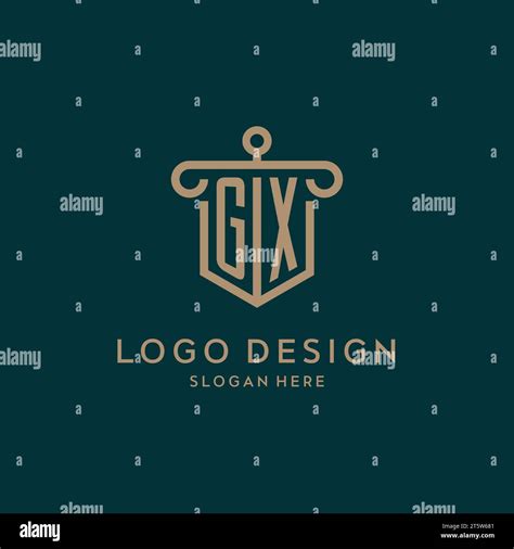 Gx Monogram Initial Logo Design With Shield And Pillar Shape Design Stock Vector Image And Art Alamy