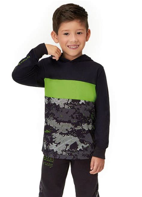 Camiseta Capuz Infantil Masculina Preto Marisol