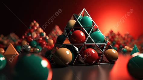 3d Pyramids With Colorful Metal Balls Background 3d Abstract Geometric