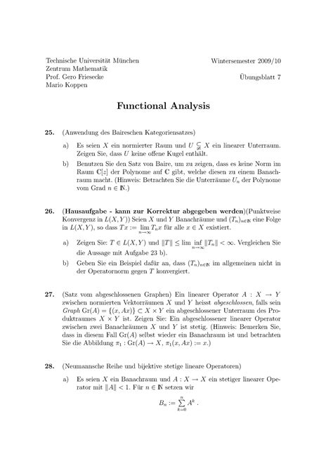 Blatt Exercise Sheet Technische Universit At M Unchen