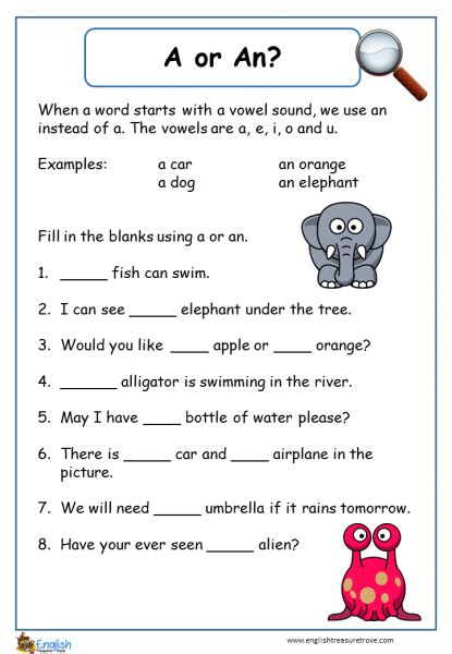 A or an english grammar worksheet – Artofit
