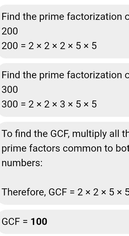 Find The Hcf Of 200 And 300 Explain Step By Step Please