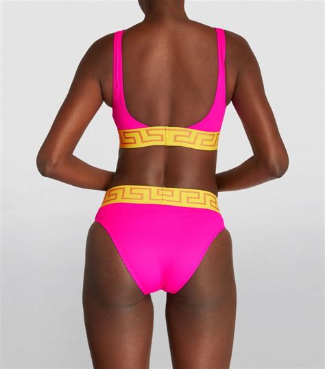 Womens Versace Pink Greca Border Triangle Bikini Bottoms Harrods Uk