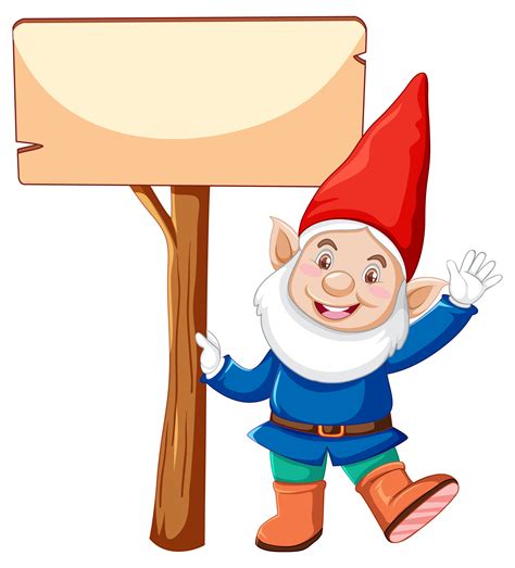 Cartoon Gnome Holding Blank Banner Vector Art At Vecteezy