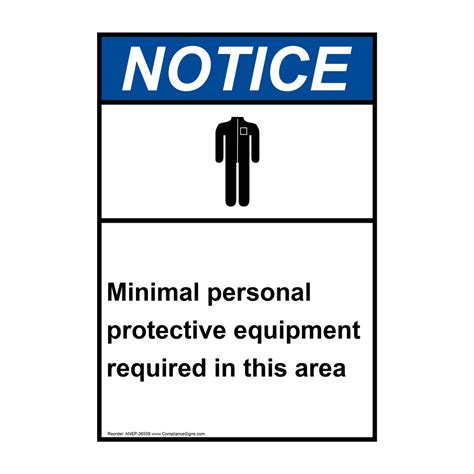 Vertical Minimal Personal Protective Sign ANSI Notice PPE General