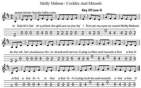 Molly Malone Mandolin / Banjo Tab - Tenor Banjo Tabs