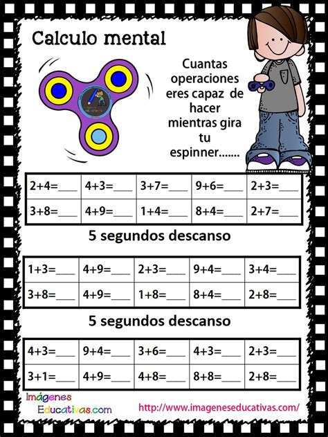 Fichas Con Spinners C Lculo Mental Imagenes Educativas