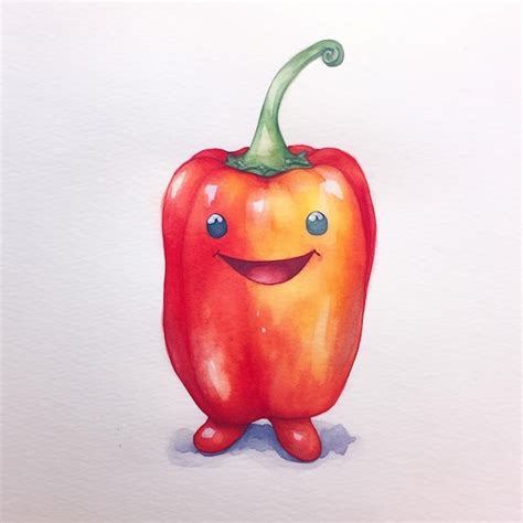 Um Desenho De Uma Pimenta Vermelha Um Rosto Sorridente E Um Rosto