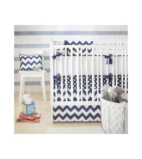 New Arrivals Zig Zag Navy Piece Baby Crib Bedding Set