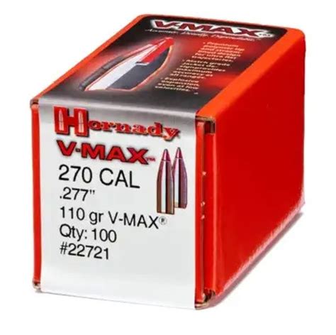 Hornady 270 Cal 277 Dia Reloading Bullets H22721 110 Grain V Max With Cannelure 100 Pieces