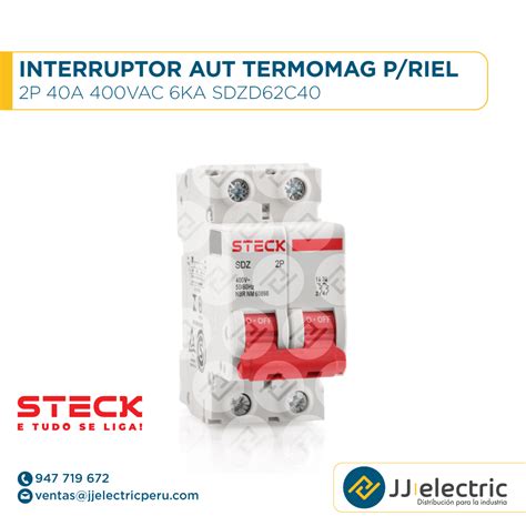 Interruptor Aut Termomagnético P Riel 2P 40A 400Vac 6Ka STECK