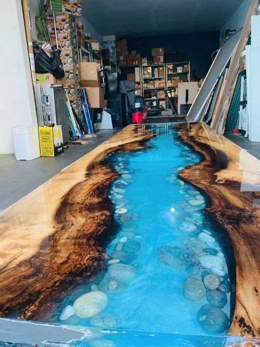 Acacia Wood Epoxy Resin River Dining Table Top For Anywhere At