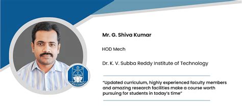 Dr K V Subba Reddy Institute Of Technology Mr G Shiva Kumar Hod Mech