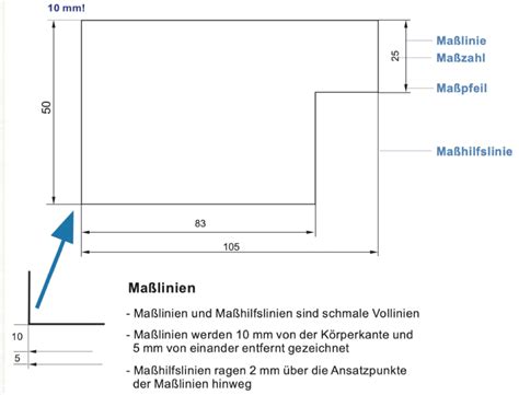 Regeln zur Bemaßung Arbeitsblatt