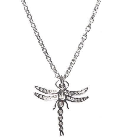 TIFFANY Platinum Diamond Dragonfly Pendant Necklace 469941