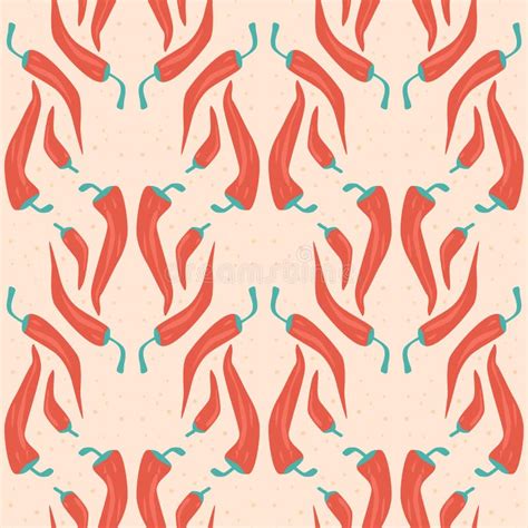 Chili Pepper Seamless Pattern Mexican Food Symbol Repeat Background Hot Vegetable Endless